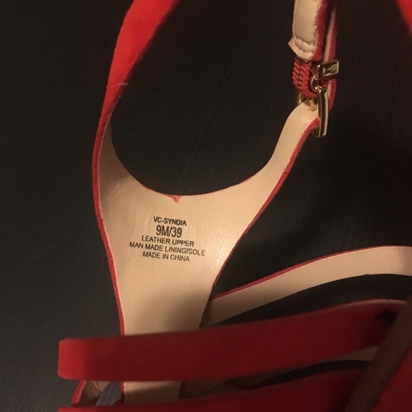 Vince Camuto Womens Suede Strappy Sandals Red Sz 9 - Picture 8 of 8